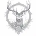 celtic deer head with trees tattoo design idea