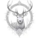 celtic deer head with trees tattoo design idea