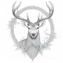 celtic deer head with trees tattoo design idea