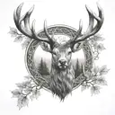 celtic deer head with trees tattoo design idea
