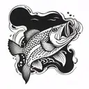 largemouth bass jumping out of water tattoo design idea