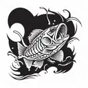 largemouth bass jumping out of water tattoo design idea
