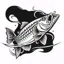 largemouth bass jumping out of water tattoo design idea