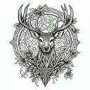 celtic deer head with trees tattoo design idea