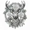 celtic deer head with trees tattoo design idea