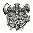 celtic axe tattoo design idea