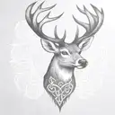 celtic deer head tattoo design idea
