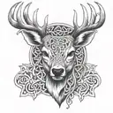 celtic deer head tattoo design idea