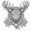 celtic deer head tattoo design idea