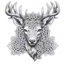 celtic deer head tattoo design idea