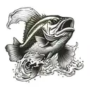 largemouth bass jumping out of water tattoo design idea