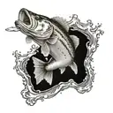 largemouth bass jumping out of water tattoo design idea