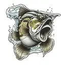 largemouth bass jumping out of water tattoo design idea