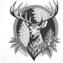 celtic deer head with trees tattoo design idea