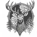 celtic deer head with trees tattoo design idea