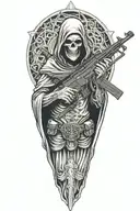 grim reaper with AR15 gun tattoo design idea