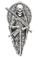 grim reaper with AR15 gun tattoo design idea