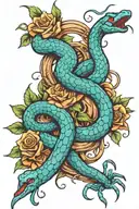 Snakes, Spiders, Roses intertwined tattoo design idea