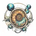 nautilus shell merging into nebula star  tattoo design idea
