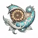 nautilus shell merging into nebula star  tattoo design idea