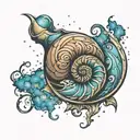 nautilus shell merging into nebula star  tattoo design idea