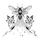 totem pole with fox, bee, dragonfly and lotus flower tattoo design idea