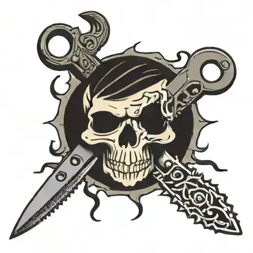 stick of tnt, hair scissors, and a sawblade tattoo design idea