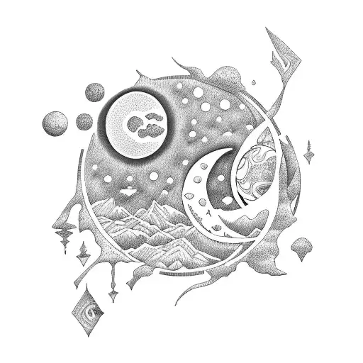 sexy sun and moon tattoo design idea