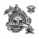 Incorporate a speedometer design with a personalized license plate name Easton tattoo design idea
