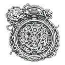 Incorporate a detailed bicycle chain winding around a vintage pocket watch, symbolizing the interconnectedness of time and movement tattoo design idea