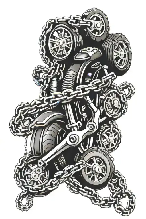 motorbike chain links tattoo design idea