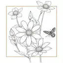 bee, daisy, cardinal tattoo design idea