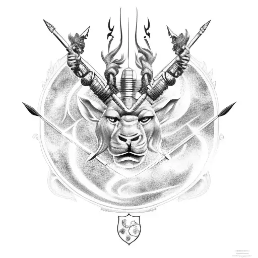 zodiac leo and Sagittarius signs with fire tattoo design idea