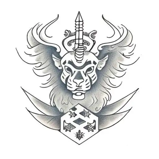 zodiac leo and Sagittarius signs with fire tattoo design idea