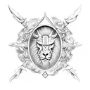zodiac leo and Sagittarius signs with fire tattoo design idea