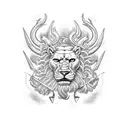 zodiac leo and Sagittarius signs with fire tattoo design idea