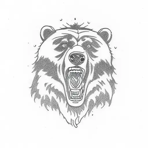 bulk grizzly head with headline "stay strong" tattoo design idea