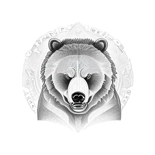 bulk grizzly head with headline "stay strong" tattoo design idea