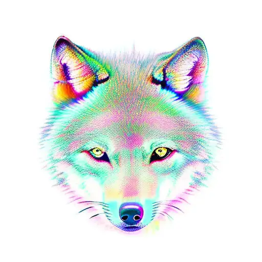 un lobo que tenga en su frente el símbolo japonés  tomoe  tattoo design idea