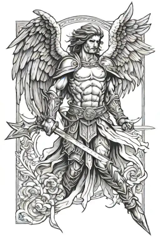 Archangel Zeidkeil with a dagger stabbing tattoo design idea