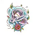 Victorian fram with violator rose tattoo design idea