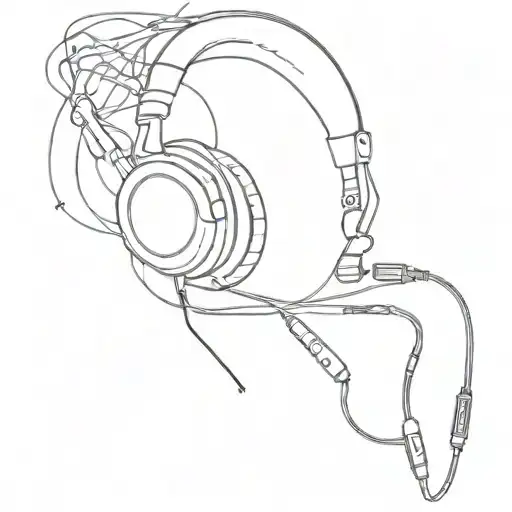 PC headset and music headset with their wires connected  tattoo design idea