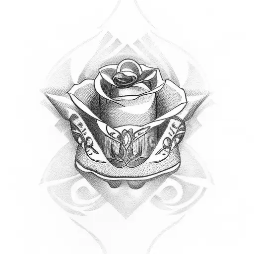 English rose loin crown British red cross  tattoo design idea