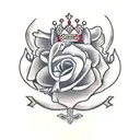 lioin with crown with rose and British red cross tattoo design idea