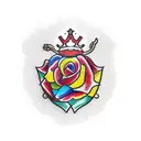 lioin with crown with rose and British red cross tattoo design idea