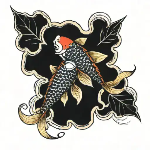 two koi carp swimming alongside tattoo design idea