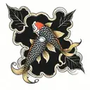 two koi carp swimming alongside tattoo design idea