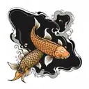 two koi carp swimming alongside tattoo design idea