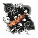 two koi carp swimming alongside tattoo design idea