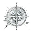 A compass with an arrow pointing forward, representing the client's favorite thing - always moving ahead and exploring new horizons tattoo design idea